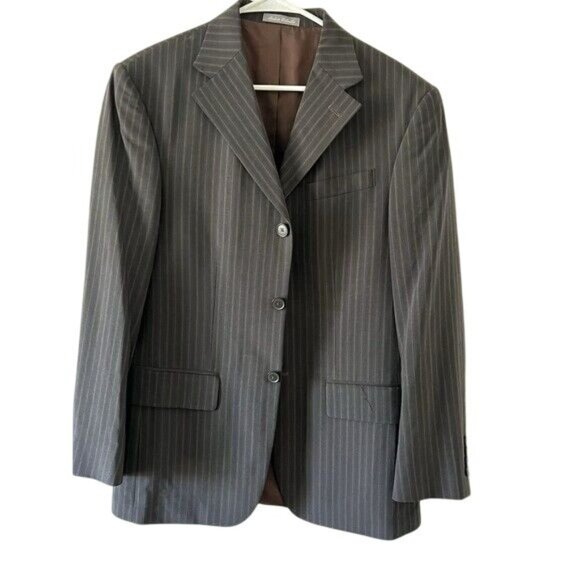 Oscar De La Renta Components Mens 38R Pinstripe Wool Blazer Suit Jacket Made In - Picture 1 of 6